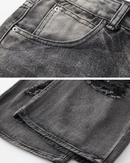 Distressed Ripped Black Denim Pants
