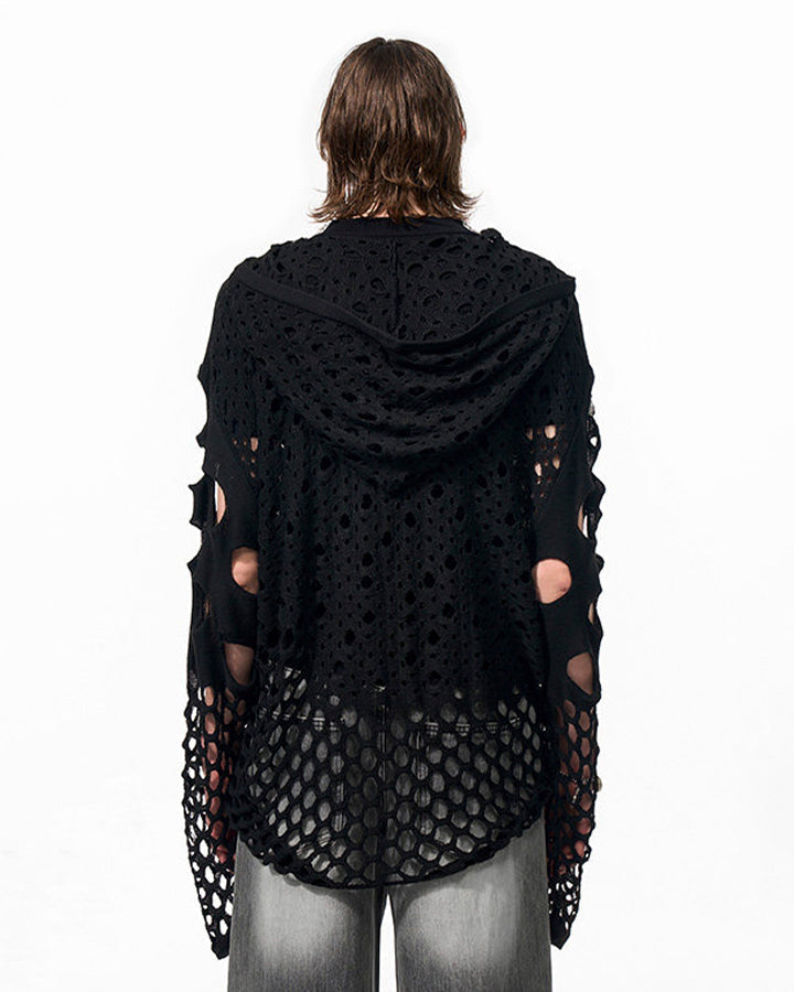 Spring Hollow Out Hoodie Knit Sweater