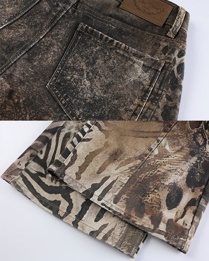 New Arrival Vintage Printed Wide-Legged Jeans