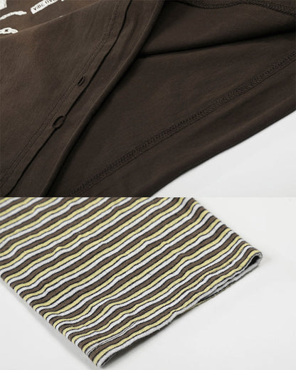 Striped Long Sleeve Fake Two-Piece T-Shirt