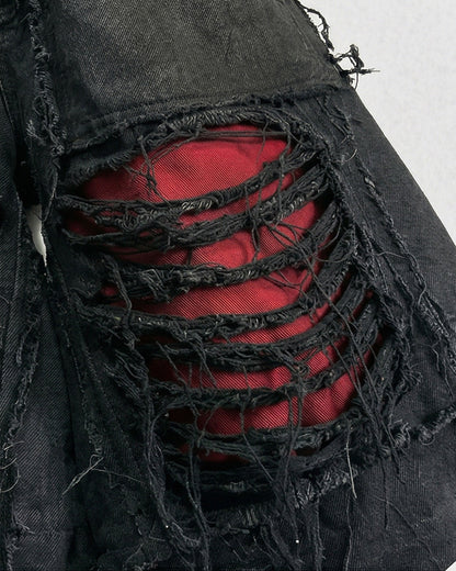 New Raw Hem Ripped Black Jean Shorts
