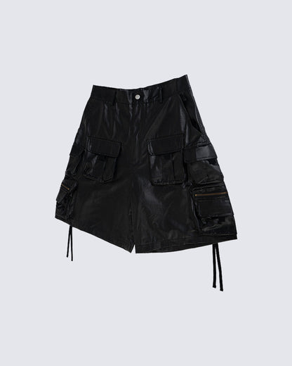 New Coated Zip Utility Cargo Shorts