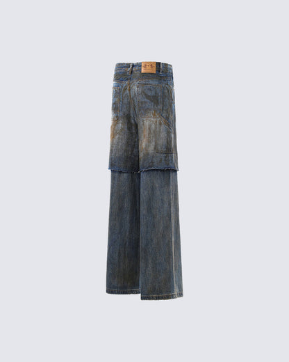 Vintage Split-Cut Denim Jeans