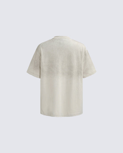 New Vintage Washed Floral Letter T-Shirt