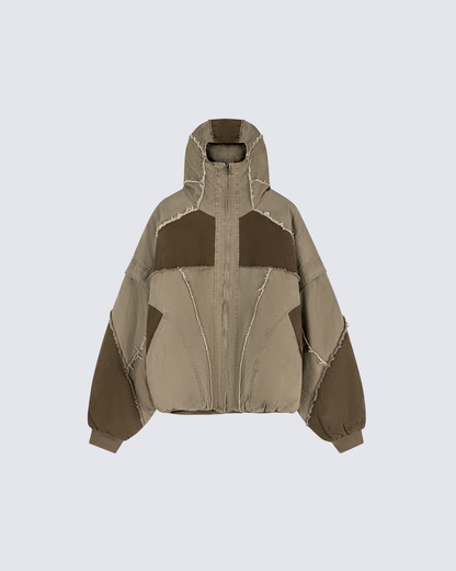 Deconstructed Patchwork Hooded Jacket