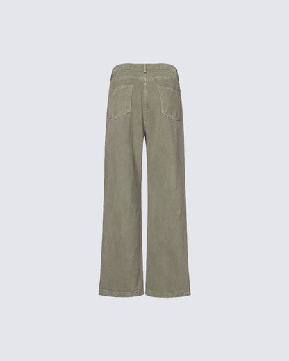 Minimal Rivet Panel Wide Leg Pants
