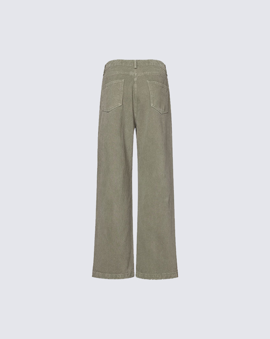 Minimal Rivet Panel Wide Leg Pants