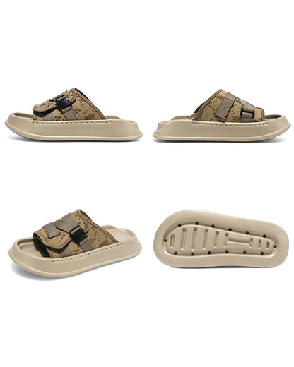 Black Mesh Double Strap Platform Slides