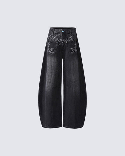Vintage Washed Wide-Leg Denim Pants