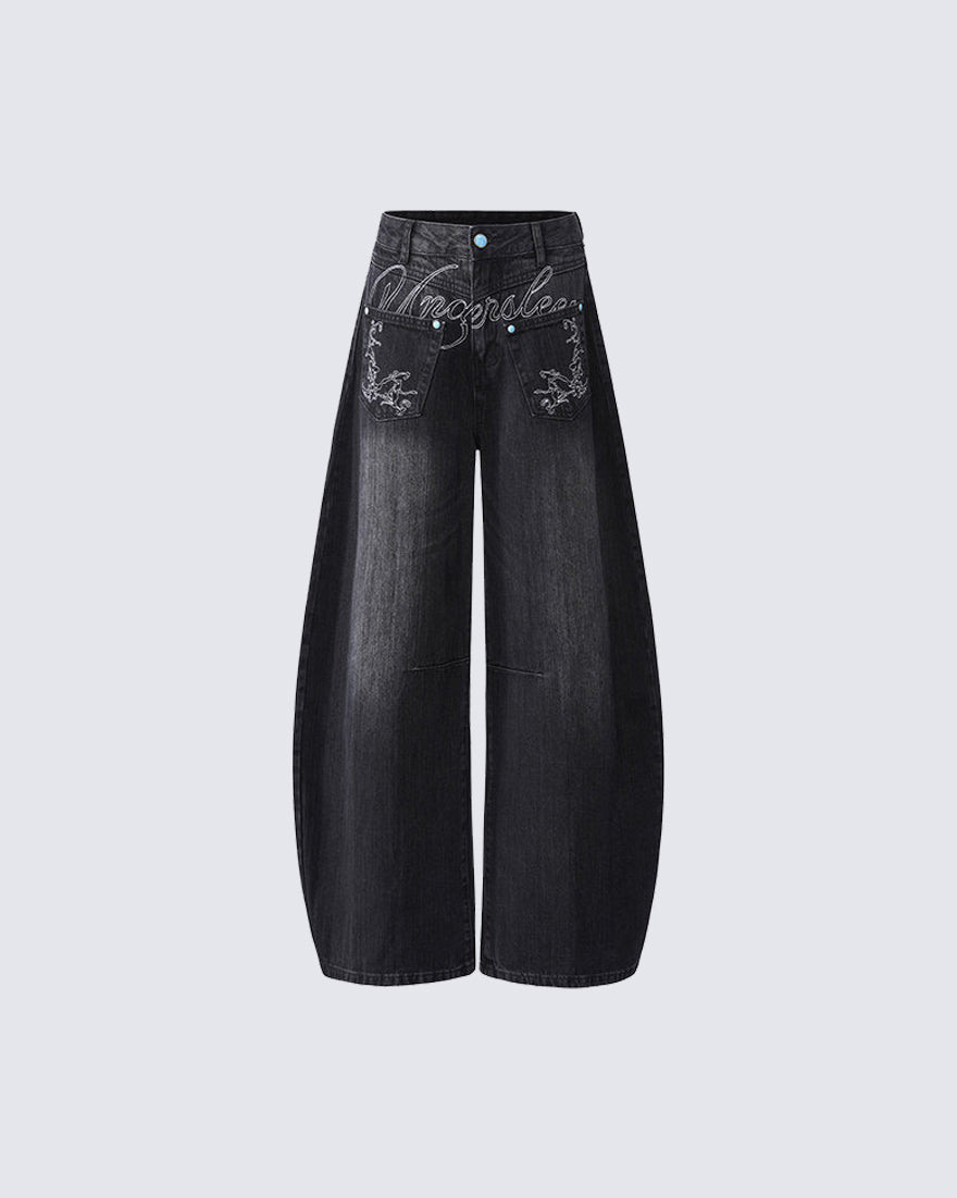 Vintage Washed Wide-Leg Denim Pants