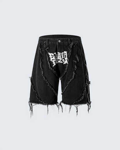 Gothic Spiral Distressed Convertible Jeans