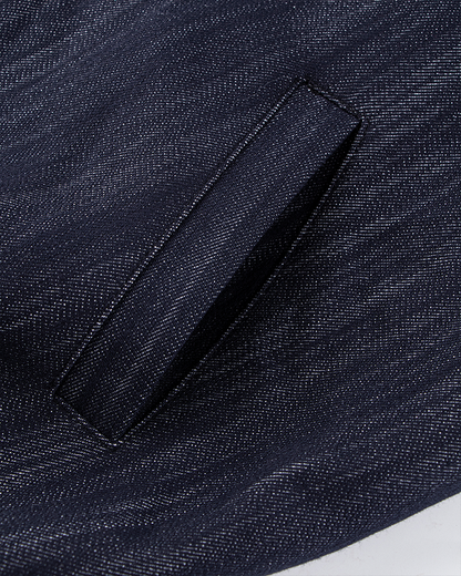 Denim Stand Collar Zip-Up Jacket