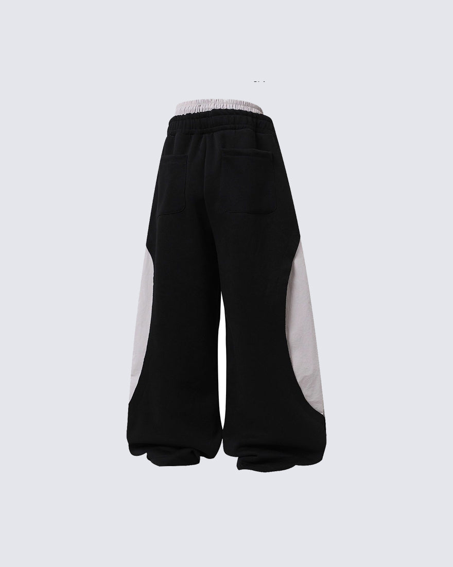 Striped Panel Wide Leg Sweatpants