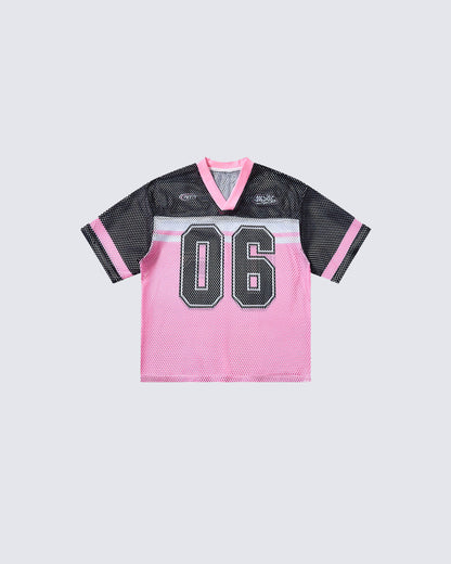Colorblock Mesh Number 06 Football Jersey Tee