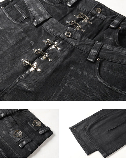 Double Waist Silver Wash Baggy Street Pants