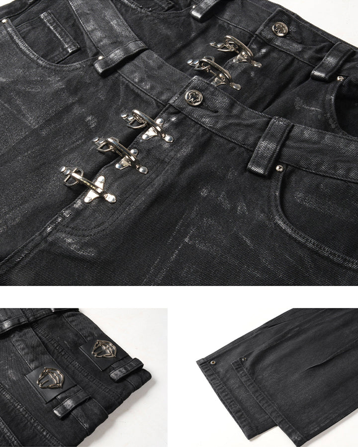 Double Waist Silver Wash Baggy Street Pants