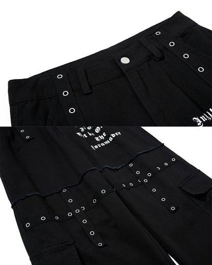 Heavy Washed Eyelet Cargo Pants
