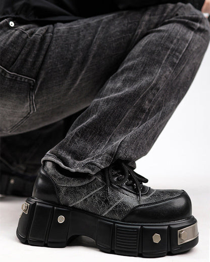 Chunky Studded Platform Lace Up Shoes