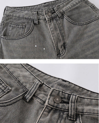 Vintage Paint Splatter Wide-Leg Jeans