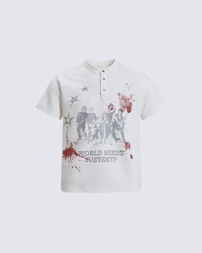 Vintage Graphic New Henley T-Shirt