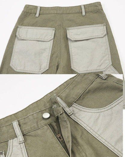 Vintage Chic Two-Tone Cargo Pants