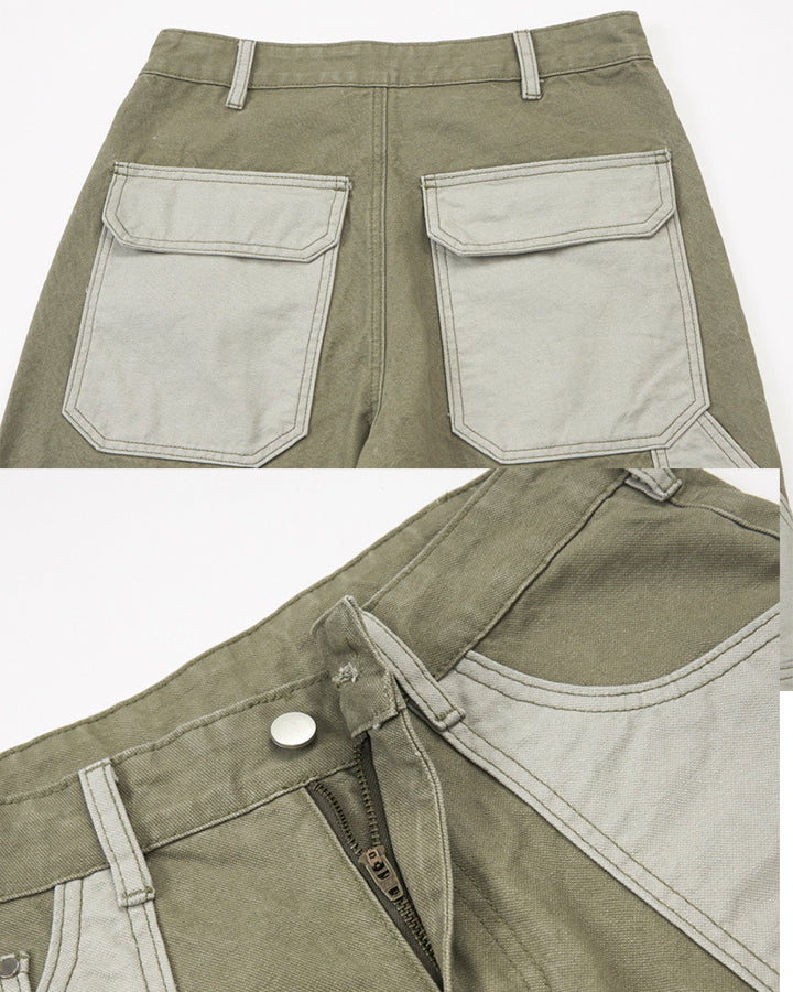 Vintage Chic Two-Tone Cargo Pants