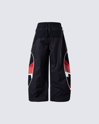 Street Colorblock Panel Loose Fit Wide Leg Pants