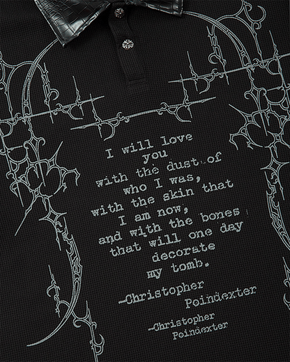 Gothic Double Sleeve Polo with Barbed Quote Print