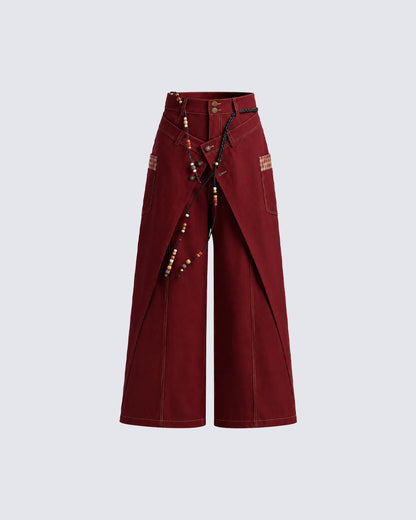 Deconstructed Double-Layer Panel Pants