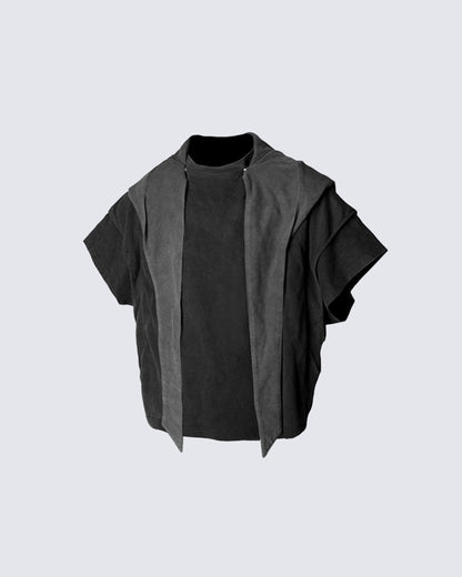 Segmented Wide Cropped Hoodie