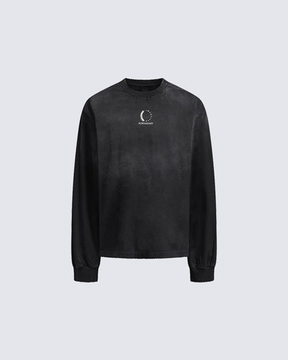 Distressed Crewneck Long Sleeve T-Shirt