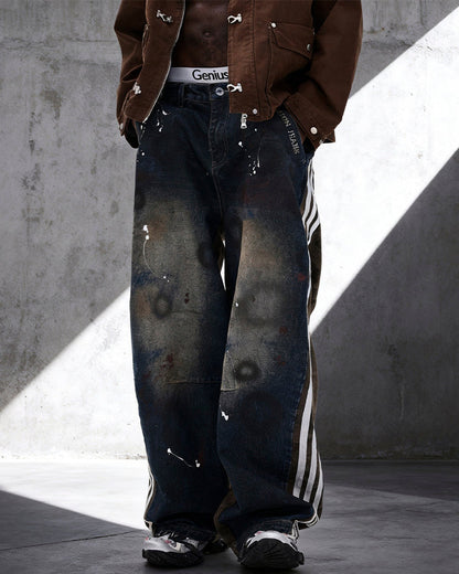 New Camouflage Washed Curved Straight-Leg Pants