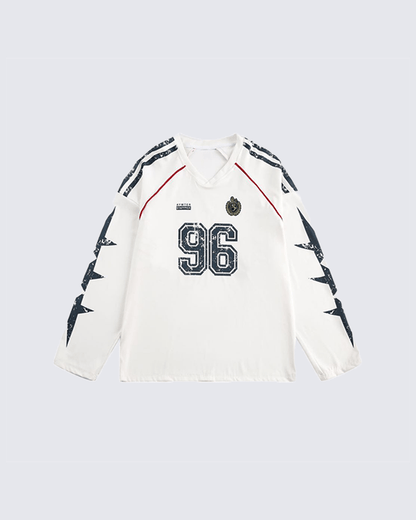 Vintage 96 Print Long Sleeve Streetwear Jersey