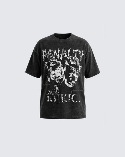 American Washed Distressed Graphic Oversized T-Shirt