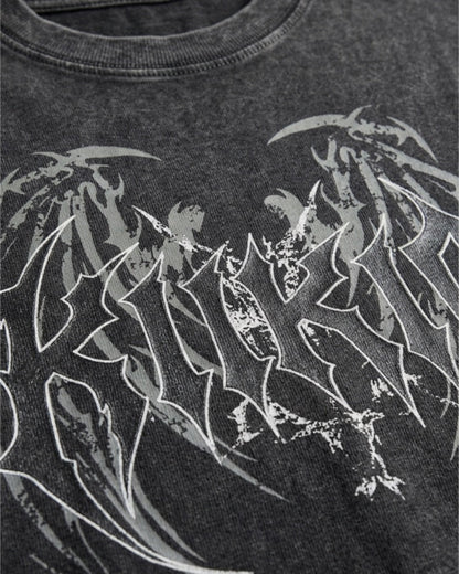 KIIKIO American Vintage Washed Gothic Print T-Shirt