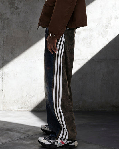 New Camouflage Washed Curved Straight-Leg Pants