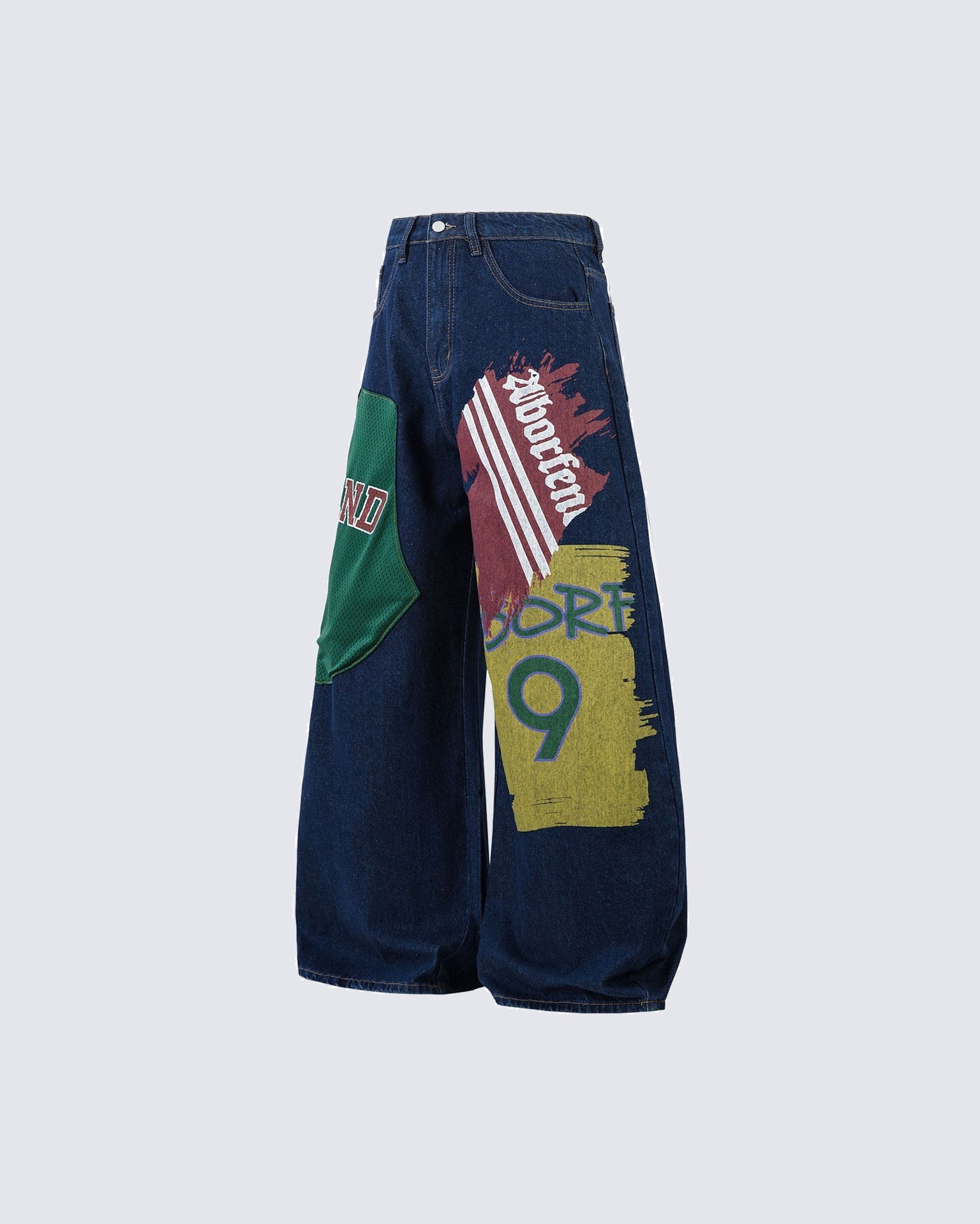 INS Style Patch Embroidery Wide-Leg Jeans