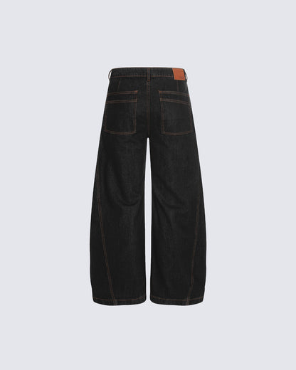 Contrast Stitch Distressed Denim Pants