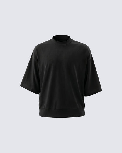 New Minimal Mock Neck Short Sleeve T-Shirt