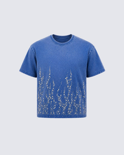 Retro Washed Flame Print Personalized T-Shirt