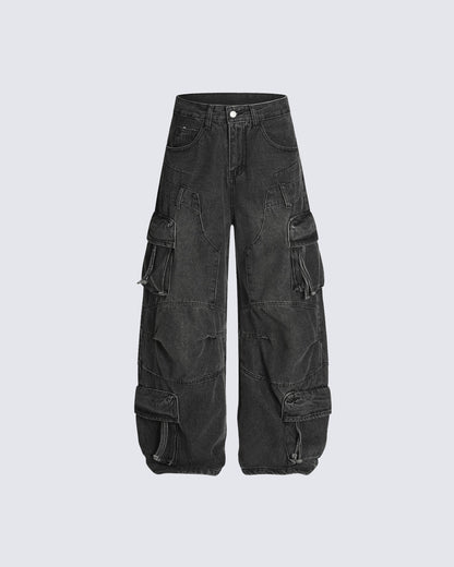 HighStreet Vibe Heavy Wash Multi-Pocket Denim Pants