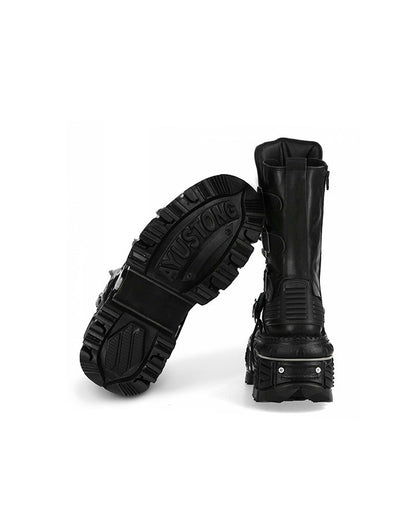 New High-Top Buckled Gothic Boots