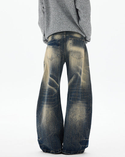 Vintage Washed Wide-Leg Denim Pants