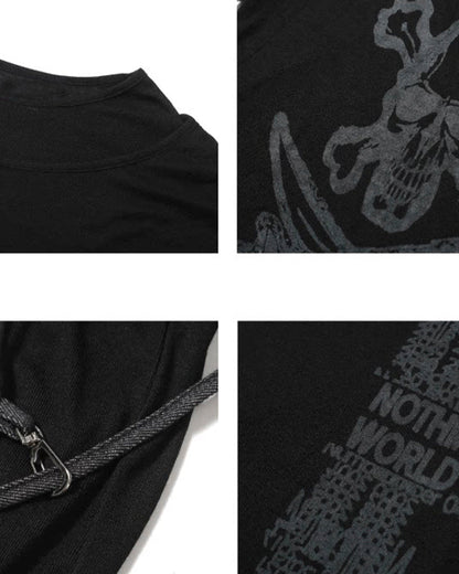 Gothic Skull Print Long Sleeve T-Shirt