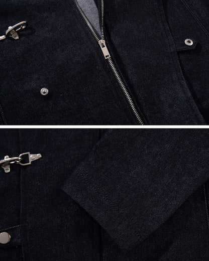 New Vintage Denim Jacket with Airplane Buckles