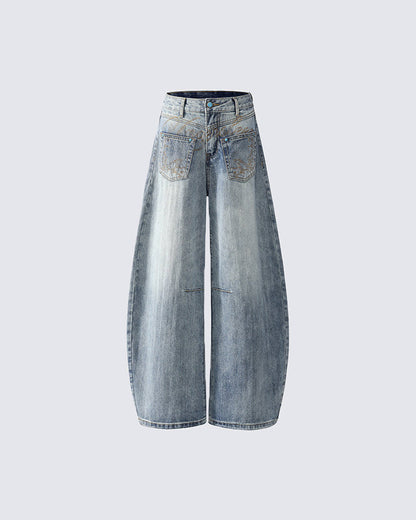 Vintage Washed Wide-Leg Denim Pants