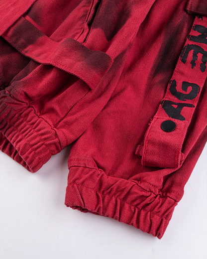 Graffiti Print Oversized Red Jacket