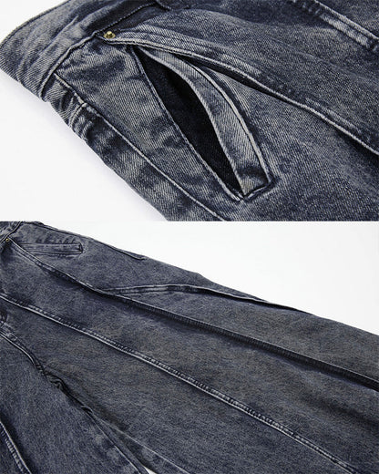 American Wash Patchwork Loose-Fit Denim Pants