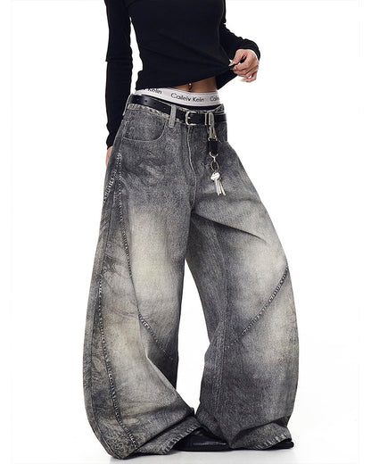 Vintage Washed Wide-Leg Jeans
