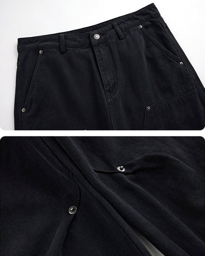 Minimal Rivet Panel Wide Leg Pants